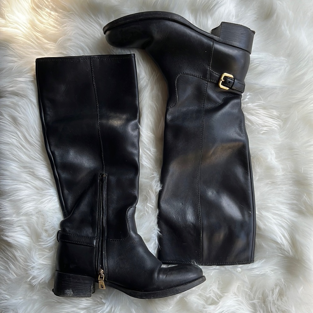 Prada black leather boots size 37